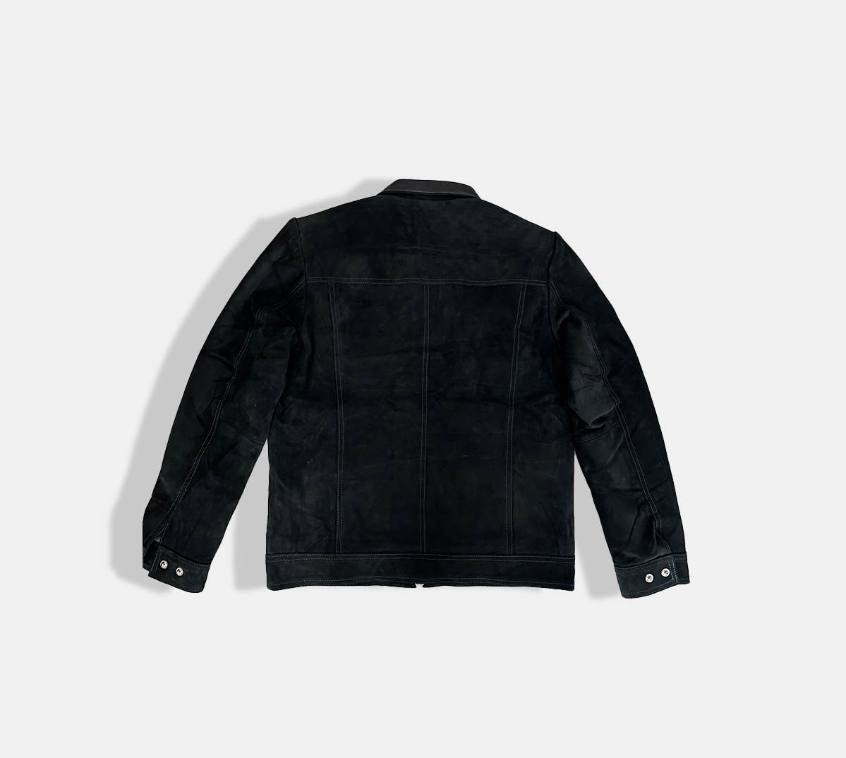 Sleek Black Suede Leather Field Jacket